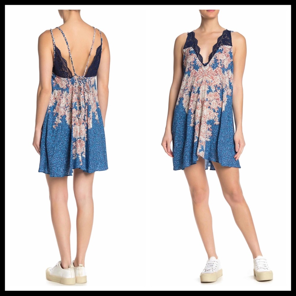 FREE PEOPLE BOHO FLOWY SLIP LACE MINI DRESS A2C - Picture 14 of 16